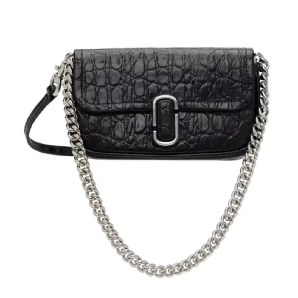 NWT! New Marc Jacobs J Marc Mini Shoulder Bag - Croc-embossed Leather Black 3way